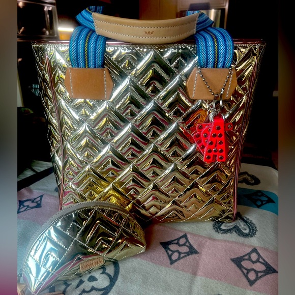 EUC Consuela Large Quilted Shiny Gold Tote - Picture 3 of 16